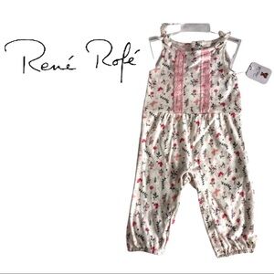NWT Rene Rofe Baby Girls Floral & Lace Romper